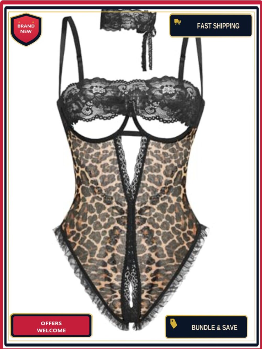 Avidlove Sheer Mesh One Piece Bodysuit Lace Teddy with Eye Mask